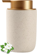 Ceramic Pump Bottle Refillable Lotion Soap Dispenser 12oz Beige | Matte by JiatuA