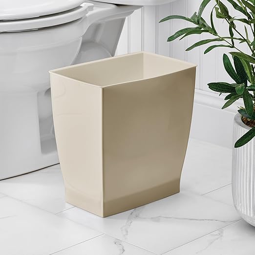 iDesign Small Plastic Bathroom Trash Can, Slim Rectangle - Image 3