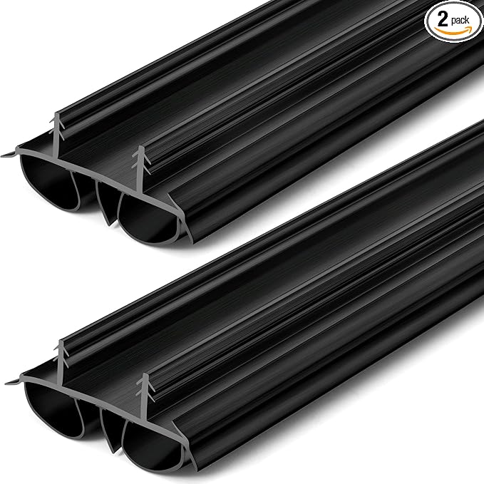 Pushglossy 2 Pcs 36" Kerf Door Sweep Double Bubble Kerf Black | 1-3/4" Wide by Pushglossy