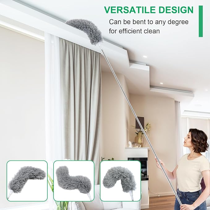 100" Extra-Long Microfiber Feather Duster, Extendable Pole Dusters, Telescoping - Image 6