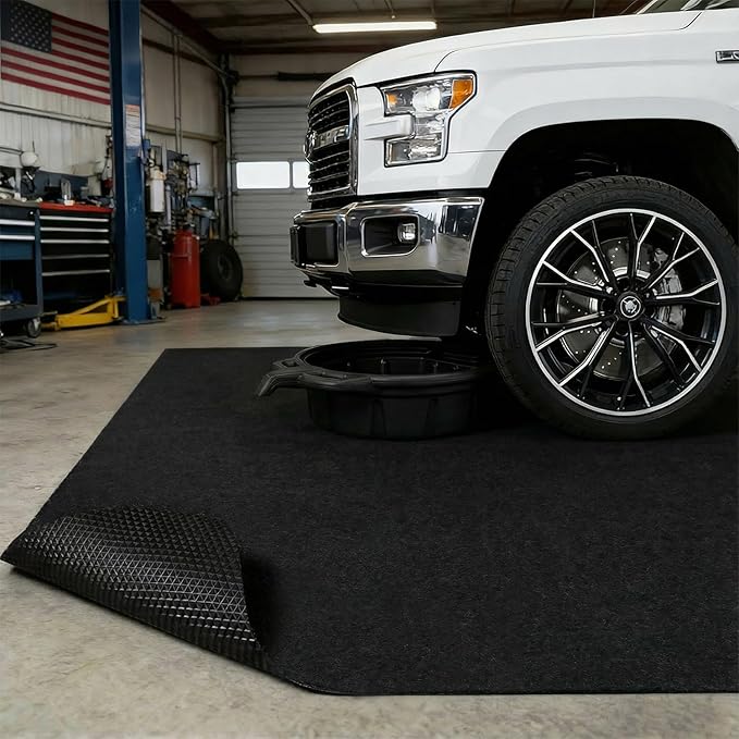 Golener Oil Spill Mat - Garage Floor Mat, Absorbent Oil Pad, Premium Maintenance Mat, Waterproof, Contain Liquid, Protect Garage Surface from Spill & Stain, Reusable, Washable, Durable, Black, 48”x96”