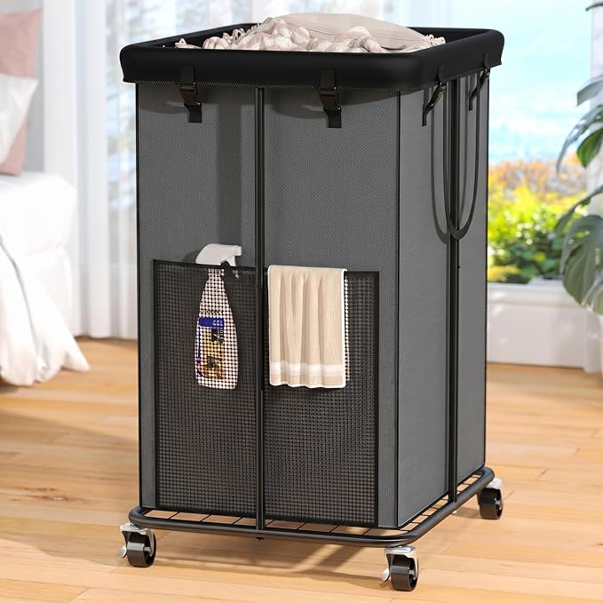 Laundry Hamper with Wheels, 150L Rolling Laundry Basket with Bag & Handles by OLLDIDE