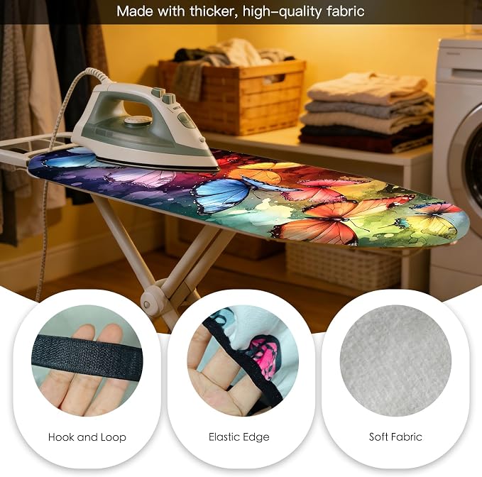 Nuxovilar Rainbow Butterfly Ironing Board Cover 15x54 Cotton - Image 5