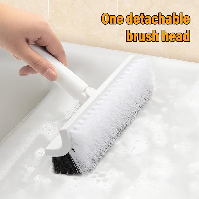 Floor Scrub Brush with Long Handle, Double-Sided V-Shaped Deck Brush, Grout - Image 5