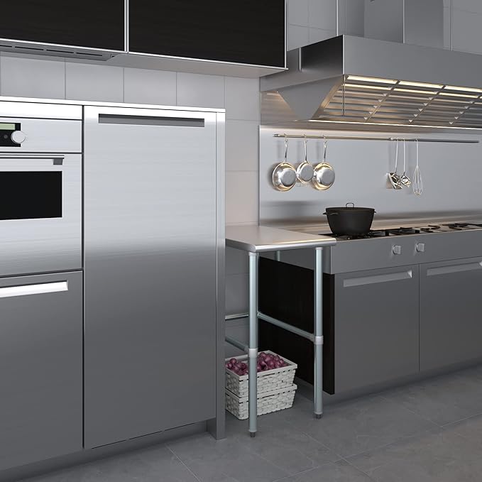 AmGood Stainless Steel Work Table Open Base | NSF Kitchen Island Food Prep | Laundry Garage Utility Bench (18" Long X 30" Deep)