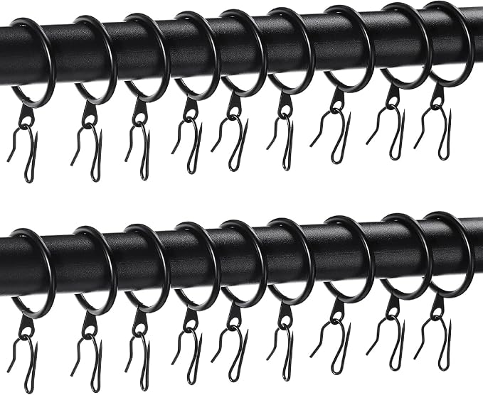 Hotop 60 Pcs 1.5 Inch Curtain Ring and 60 Pcs Pin Hook, 0.98/1.26/1.5/1.65 Inch by HOTOP