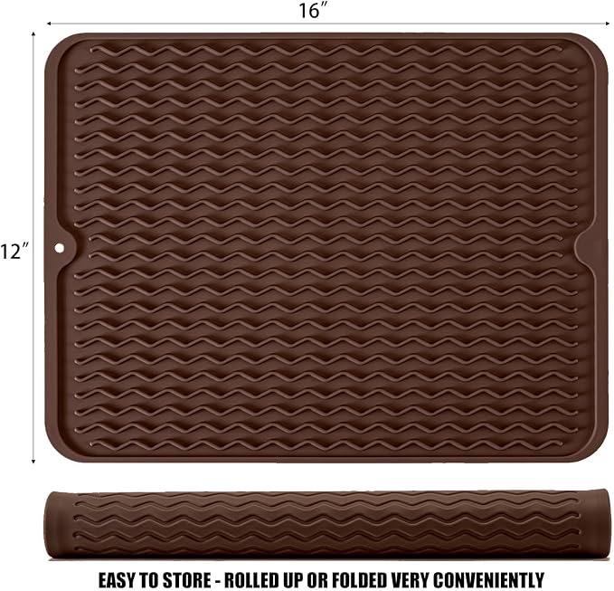 Silicone Dish Drying Mat, Non-Slip Easy Clean Sink Mat, Large Heat-resistant - Image 2