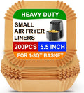 BYKITCHEN Small Air Fryer Liners for 1 to 3 QT Airfryer, Set of 200, 5.5in Mini Air Fryer Parchment Paper, Compatible with CHEFMAN 2 Quart, Cosori 2.1QT, Dash 2.6Qt, Instant Pot Vortex 2QT Airfryer