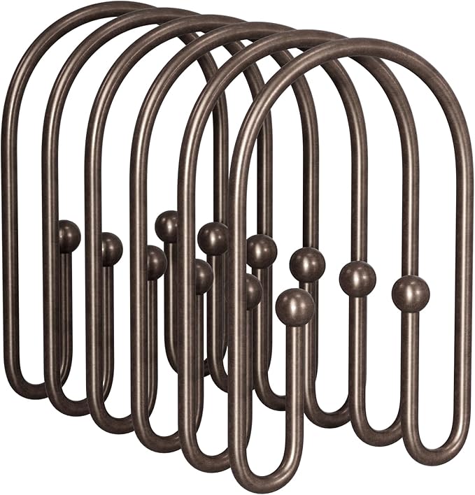 AmazerBath Shower Curtain Hooks, Simple Bronze Double Shower Curtain Hooks Rust by AmazerBath