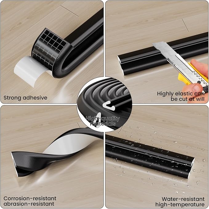 V Shape Thin Foam Weather Stripping Door Frame Seal Strip 19.7FT Black, Draft Stopper, Insulation Winter, Weatherstripping, Gap Sealing, Soundproofing, Self-Adhesive Used for Exterior Front Door Side