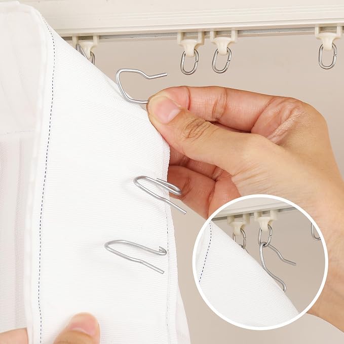 Outus 58 Pack Metal Curtain Hooks Pin-On Drapery 1.2x1, Matt Silver | Pinch - Image 6