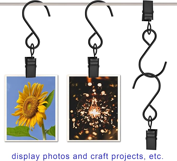 Stainless Steel S Hooks Curtain Clips, 50 Pack Hanging Party Lights Clips - Image 6