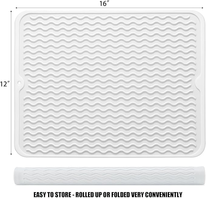 Silicone Dish Drying Mat, Non-Slip Easy Clean Sink Mat, Large Heat-resistant - Image 2