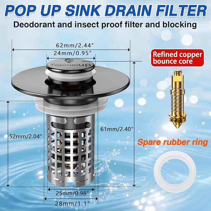 Bathroom Sink Drain Strainer, Pop-up Sink Drain Strainer - Image 2
