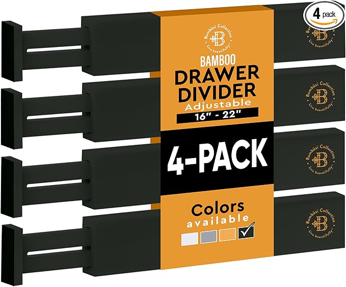 4-Pack Drawer Dividers 2.6-Inch High Dresser Organizer 16 to 22 Inch, Spring by Bamb%C3%BCsi