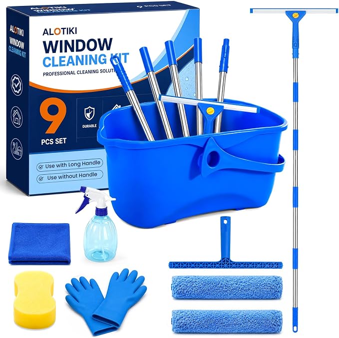 ALOTIKI 9Pcs Window Cleaning Kit by CreateABetterLife