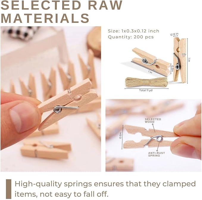 Mini Clothespins 200 Pcs, Home Decor & Art Projects, Reusable Multi-Purpose - Image 4