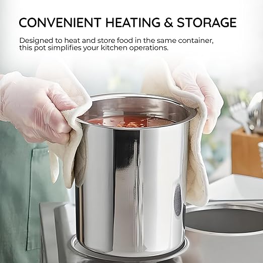 OCS Parts 4.25 Quart Bain Marie Pot | 7.75" x 6" Stainless Steel Pot for Warm or Cold Food, Sauces, Soups, or Organizing Cooking Utensils
