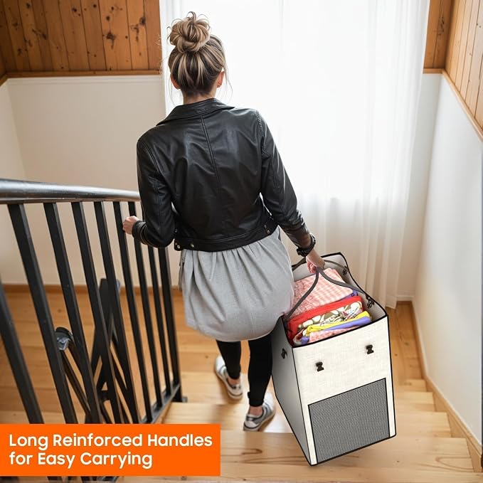 160L Laundry Hamper with Lid & Wheels, Rolling Laundry Basket with Bag - Image 7