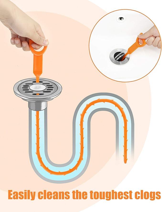 6 Pack 25 Inch Drain Snake Hair Clog Remover Tool, Flexible Sink Drain Cleaner - Image 3
