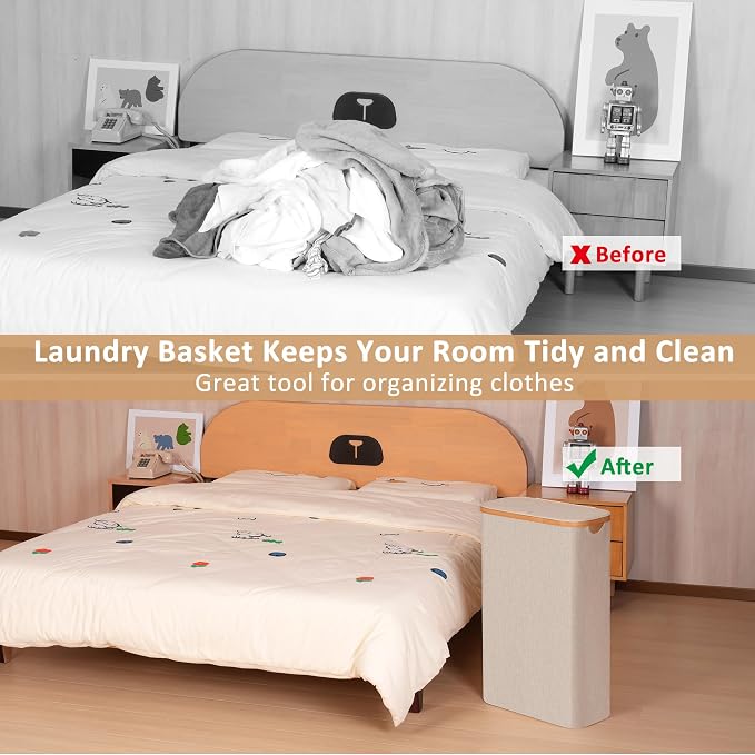 iEGrow 65L Slim Laundry Hamper, Narrow Laundry Basket - Image 3