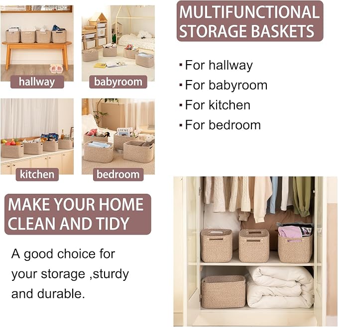 OIAHOMY 4 Pack Storage Baskets for Organizing 15L Cube Storage Bins Brown - Image 6