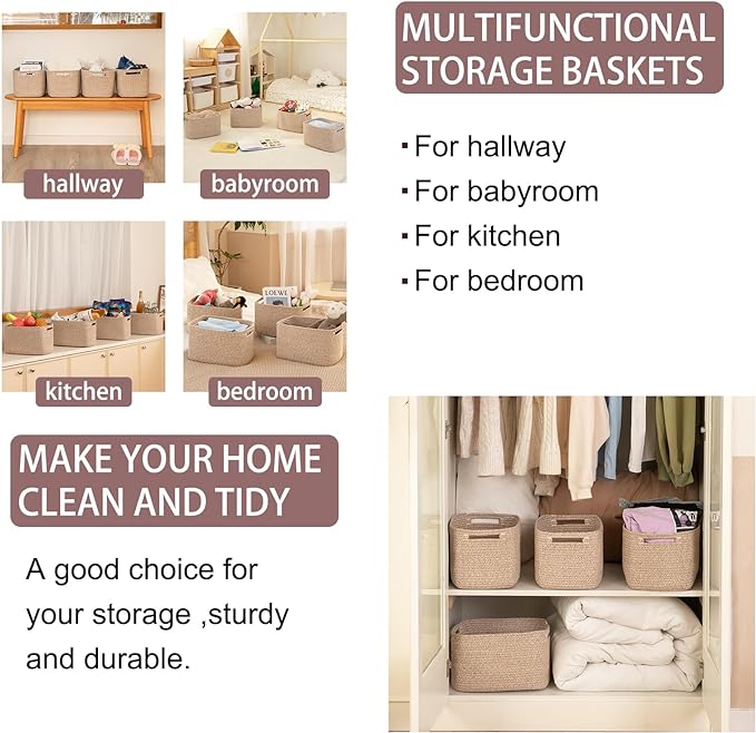 OIAHOMY 4 Pack Storage Baskets for Organizing 24L Cube Storage Bins Brown - Image 6