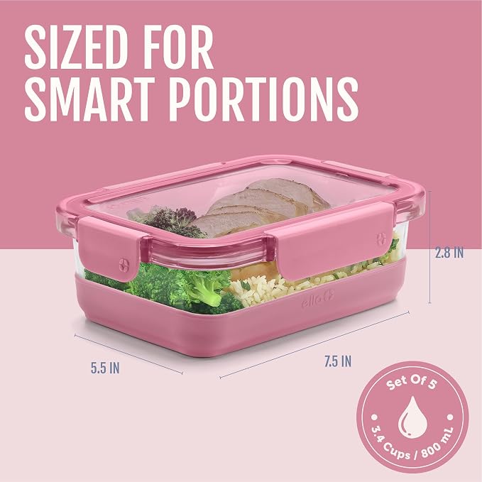 Ello Duraglass Refresh 3.4 Cup Meal Prep Containers, Dusk Delight | Glass meal - Image 4