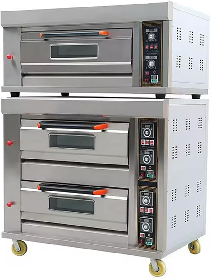 INTSUPERMAI Electric Gas Pizza Oven Stainless Steel Three Layers Movable Gas 6 Baking Dishes Pizza Oven Commercial Restaurant 110V 300W