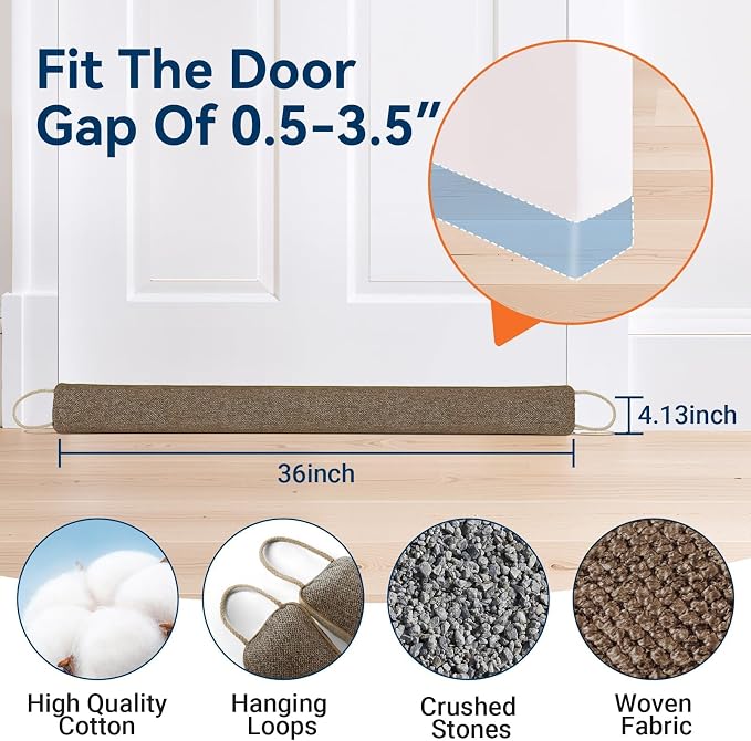 Door Draft Stopper, Heavy Duty Under Door Draft Blocker, Gap Filler, Door Bottom - Image 3
