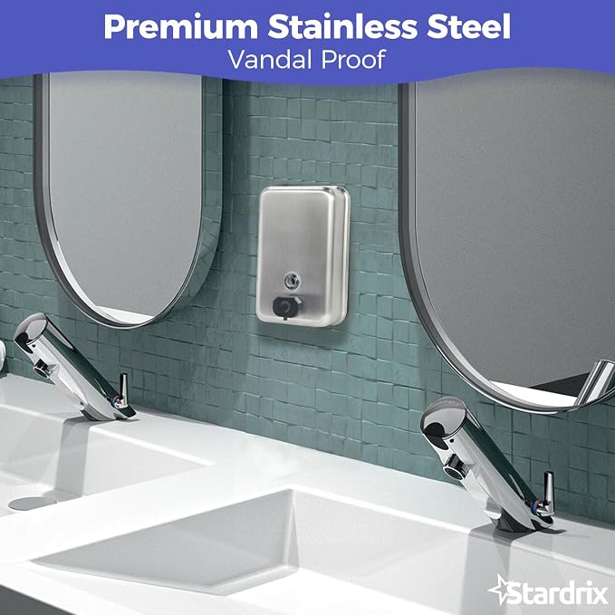 Stardrix Heavy Duty Stainless Steel Wall Mount Soap Dispenser, 1100ml/37oz - Image 5