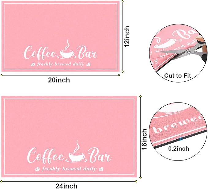 CooRug Fashion Coffee Mat, Dish Drying Mat 16" x 24" Pink | Hide Stain - Image 6