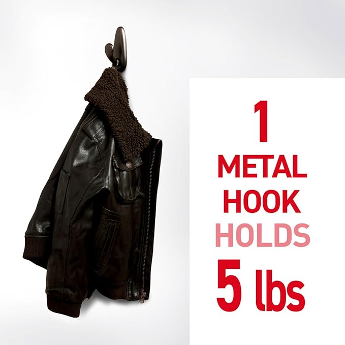 Command 5 lb Large Brushed Nickel Metal Hooks, 2 Coat Hooks and 4 Strips - Image 2