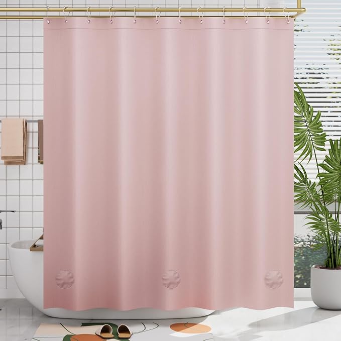 AmazerBath Light Pink Shower Curtain Plastic 72x72 Inches, Premium PEVA Shower by AmazerBath