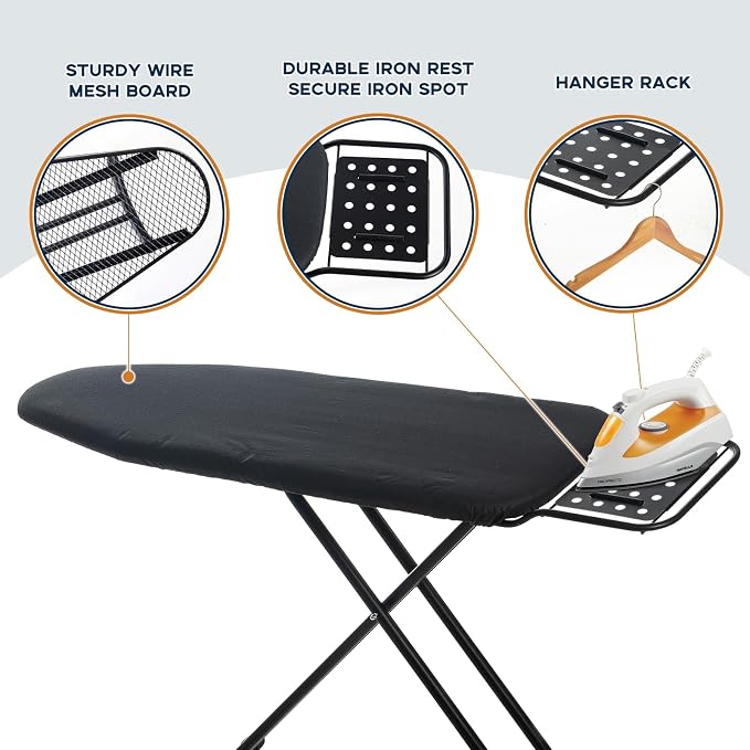 Ironing Board Full Size, RAINHOL Black 54"x13" Compact Ironing Board - Image 4