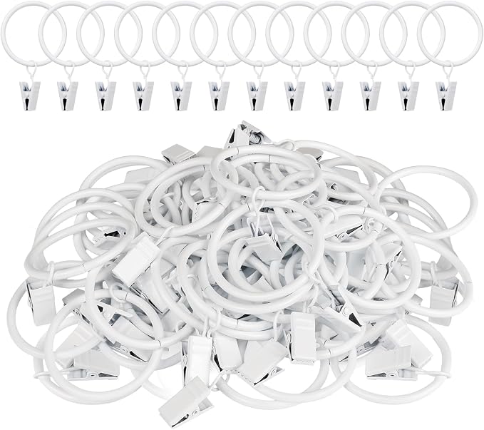 Curtain Rings with Clips, 44 Pack Metal Drapery Rings with Clips Hooks Hangers by Unknown