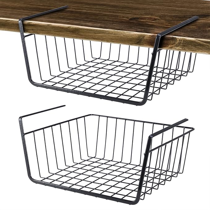 2Pcs Under Shelf Basket Metal Wire Under Cabinet Basket by ELEATTRUN