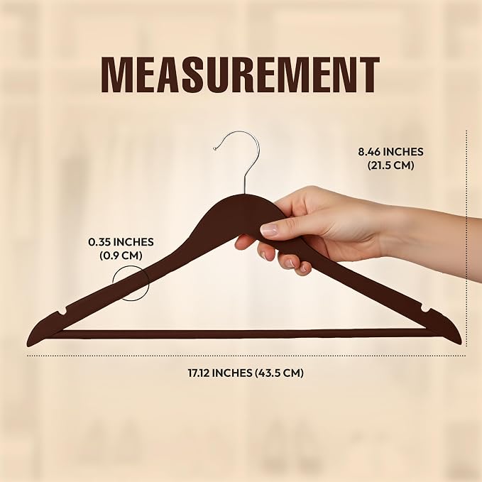 Utopia Home Wooden Hangers 30 Pack – Slim Suit Hangers Brown | 360° rotatable - Image 2