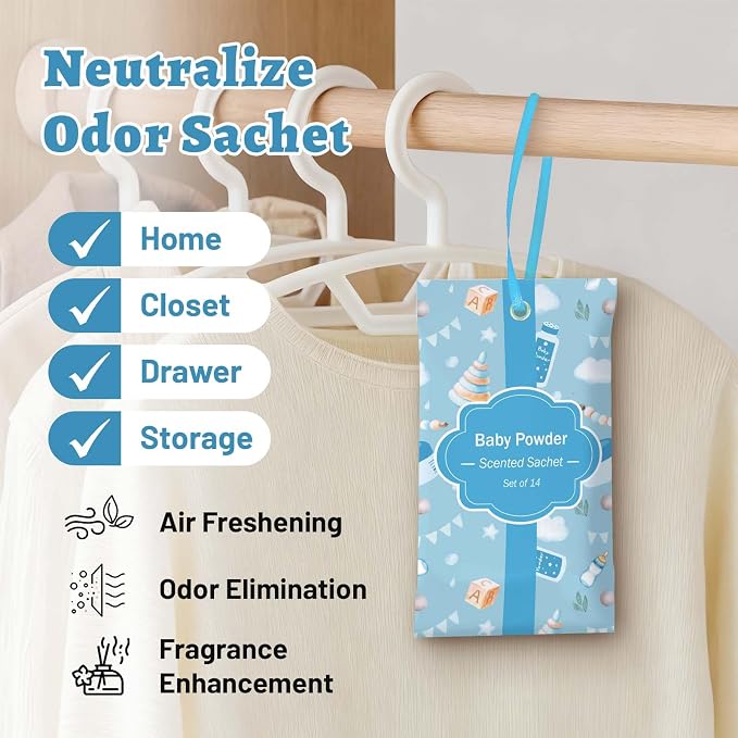 STRN Scented Sachets for Drawer and Closet, Baby Powder Scent 14 Packs - Image 3