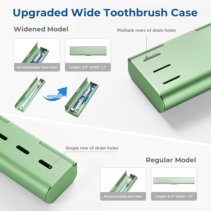 Wider Aluminum Toothbrush Travel Case, Portable Travel Toothbrush Holder - Image 7