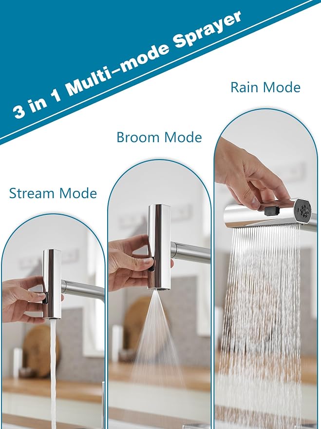 Kitchen Faucets with Pull Down Sprayer, Waterfall Kitchen Sink Faucet, - Image 2