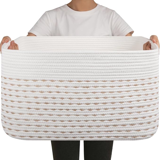 OIAHOMY 75L Large Blanket Basket Rectangle Storage Basket Light Yellow by MasterofSpaceOptimization