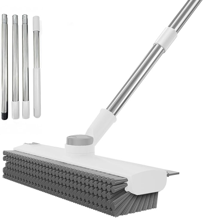 Floor Scrub Brush with Long Handle 3 in 1 Heavy Duty Stiff Bristle Scrubber by Unknown