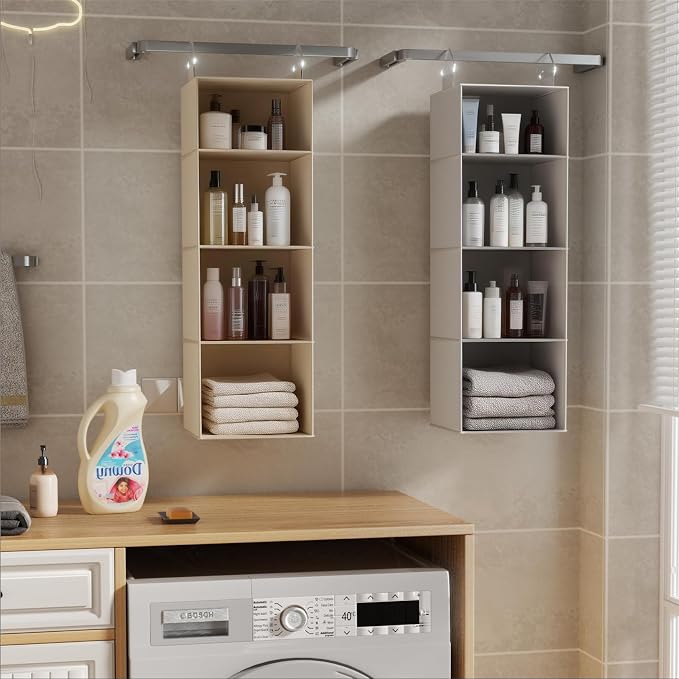 Hanging Closet Organizer with Bamboo Shelves - Image 8