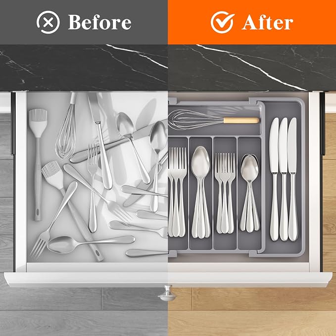 Lifewit Expandable Silverware Drawer Organizer, Kitchen Utensil Tray | BPA-free - Image 4