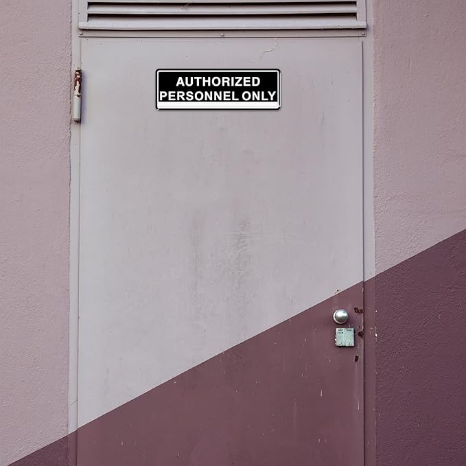 Door Sign,RAMIEYOO Acrylic Authorized Personnel Only Signs for Door,Black and White - 9"x 3" (Authorized Personnel Only)
