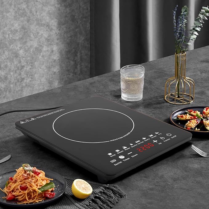 2200W Smart Induction Cooktop, Portable Electric Burner with Touch Panel, 8 Cooking Presets, Adjustable Power & Temp, LCD Display, Auto Pot Detection & Shut-off, 3-Hour Timer for Home & Outdoor Use