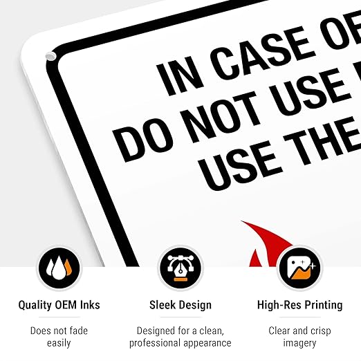 in Case of Fire Do Not Use Elevator Use The Stairs Bilingual Sign, Fire Safety Sign, 10x14 Inches, 55 mil Thick HDPE (high Density polyethylene), Made in USA