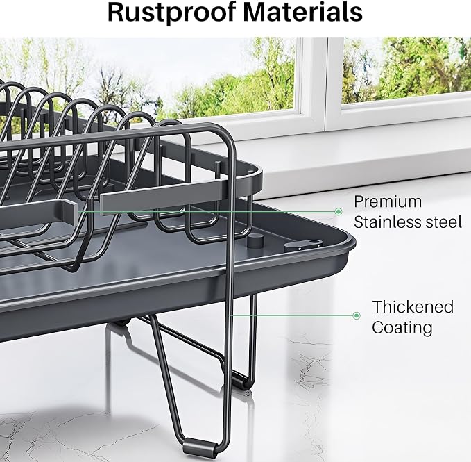 SNTD Large Dish Drying Rack for Kitchen Counter, Expandable, Adjustable Length - Image 8