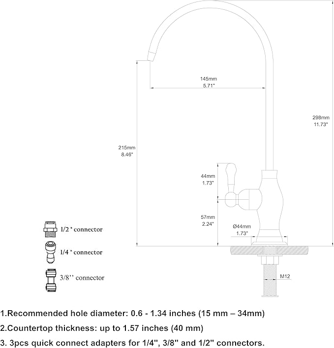 Delle Rosa Brushed Gold Drinking Water Faucet, Non-Air Gap Stainless Steel - Image 9